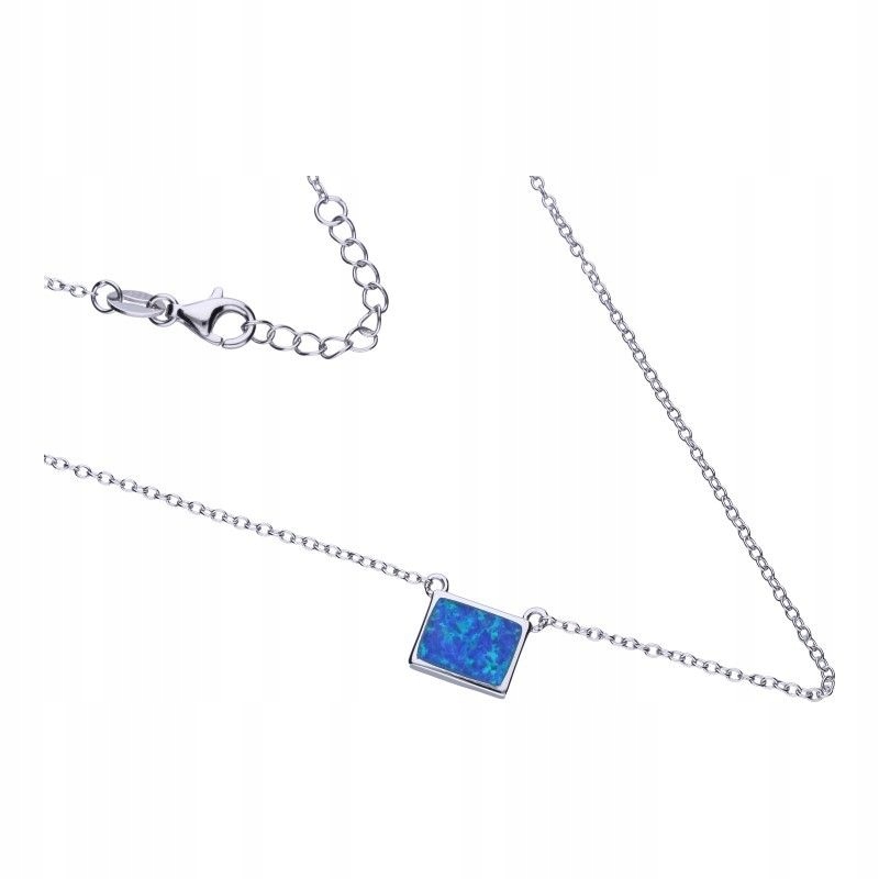 Stříbrný náhrdelník 925 čtverec s modrým opálem je ideální jako dárek