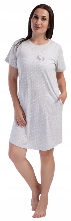 Světle Šedá Košile Noční Kočky S Mašličkou Košile S XXL Kapsami