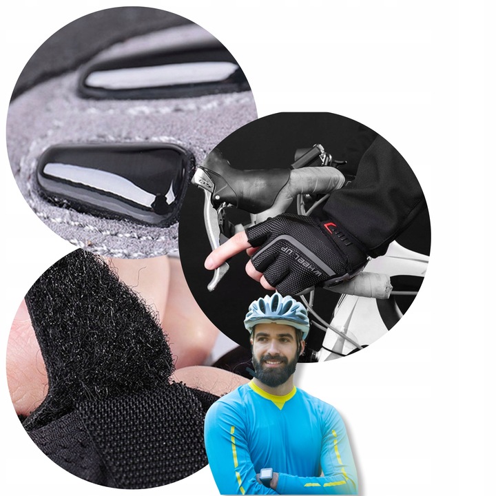 RĘKAWICE ROWEROWE MĘSKIE RĘKAWICZKI NA ROWER ŻELOWE RĘKAWICZKI BEZ PALCÓW EAN (GTIN) 5907222973837