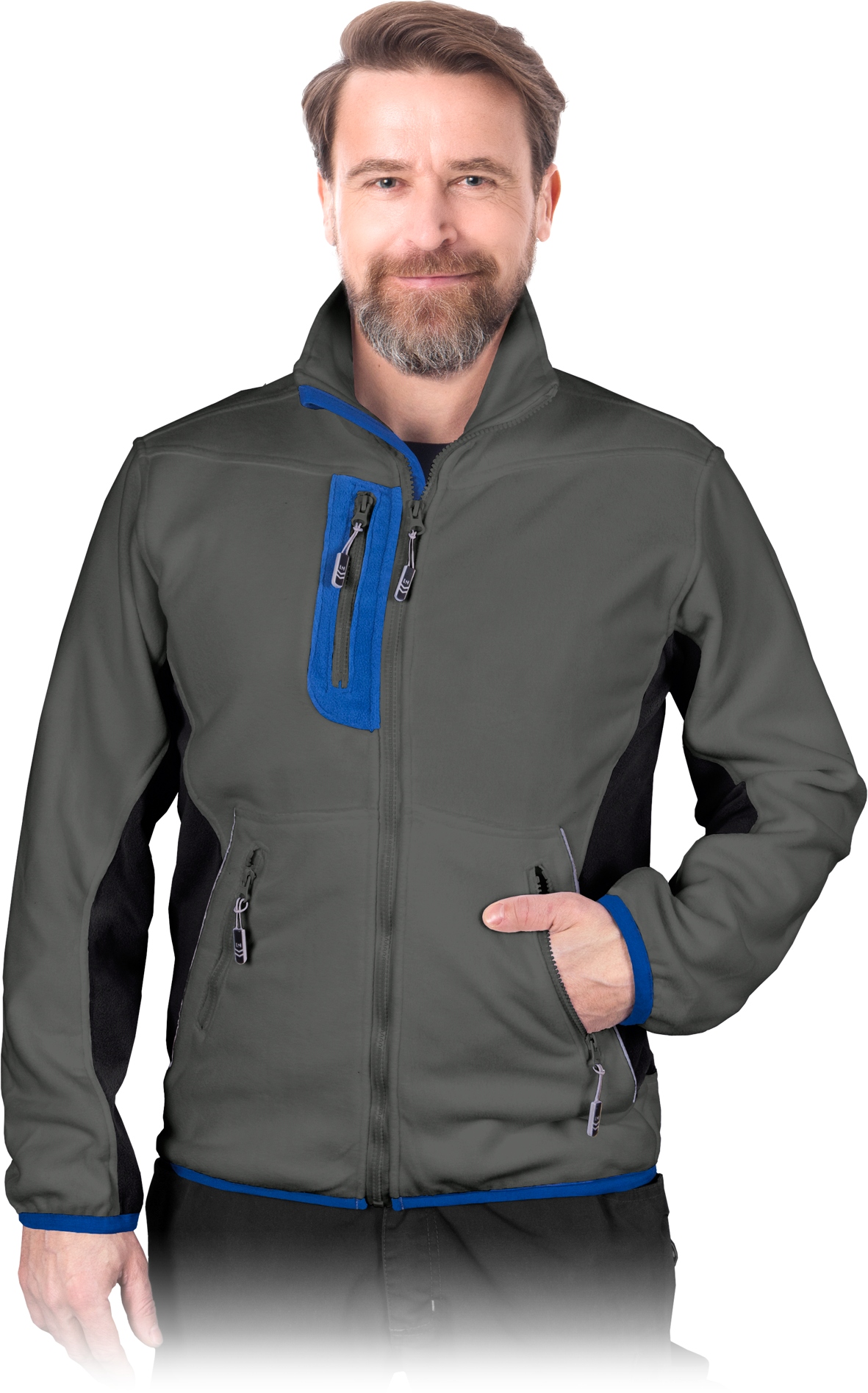 Fleecová Mikina pánská Teplá pracovní Tlustá mikina fleecová Lh-fmn-p tmavě šedá-obloha XL