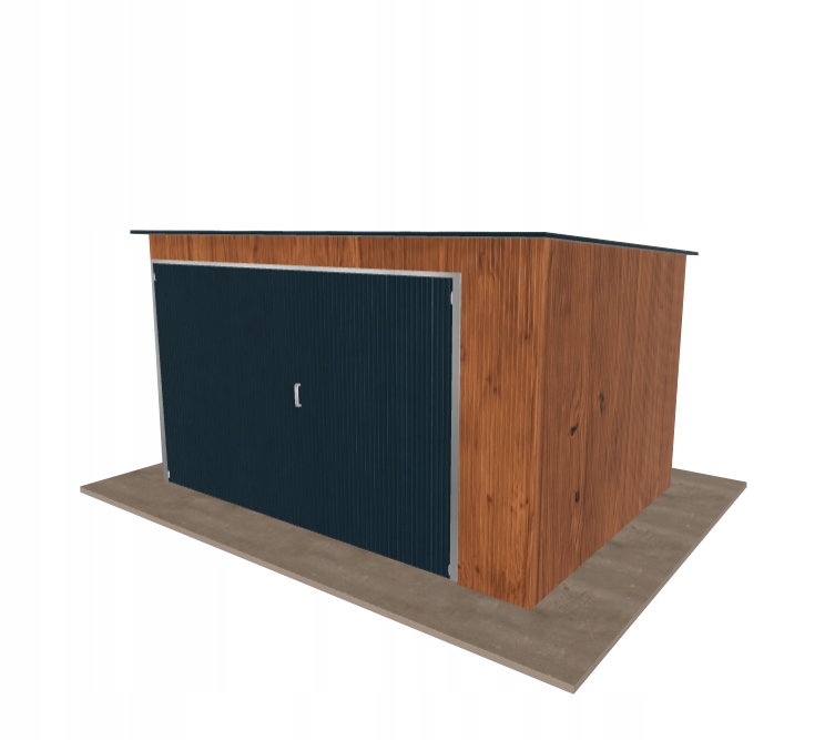 Domek na nářadí 3.5 x 2.5 m, spád dozadu, zlatý dub, dvoukřídlá brána