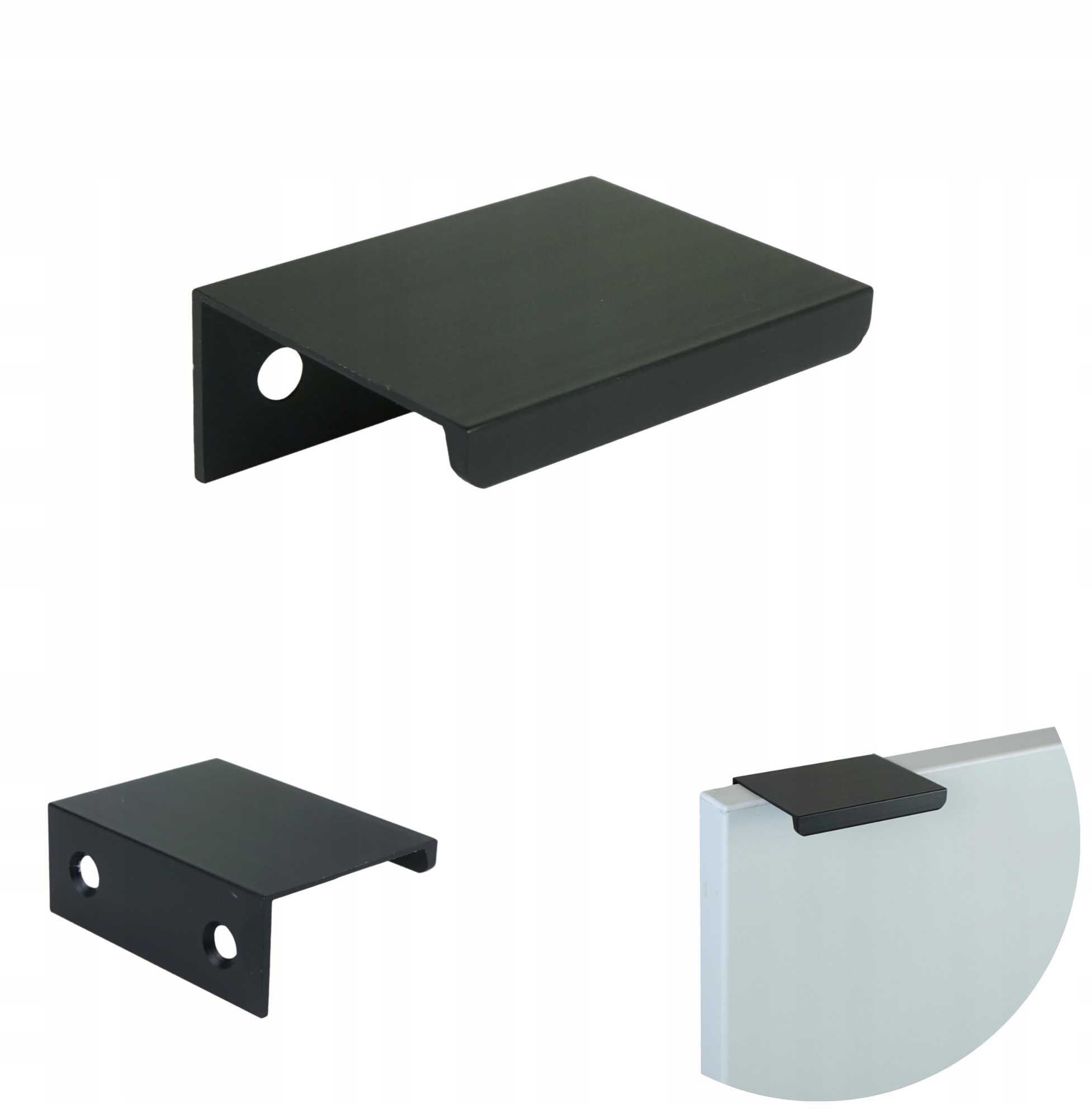 

Uchwyt meblowy krawędziowy Nicea czarny, 32 mm