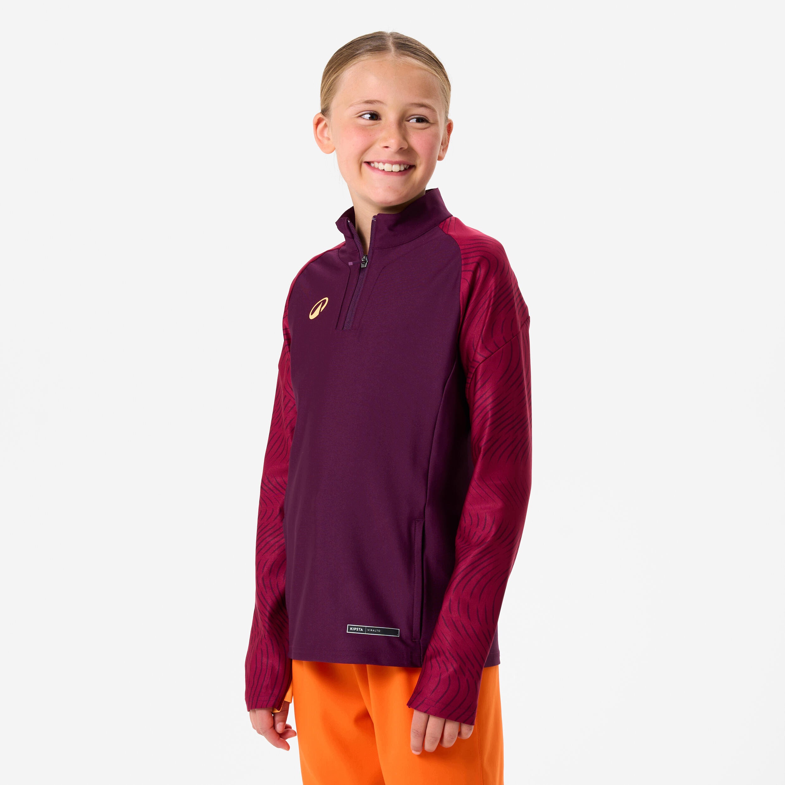 Bluza piłkarska na krótki suwak dla dzieci Kipsta Viralto Wavy Club