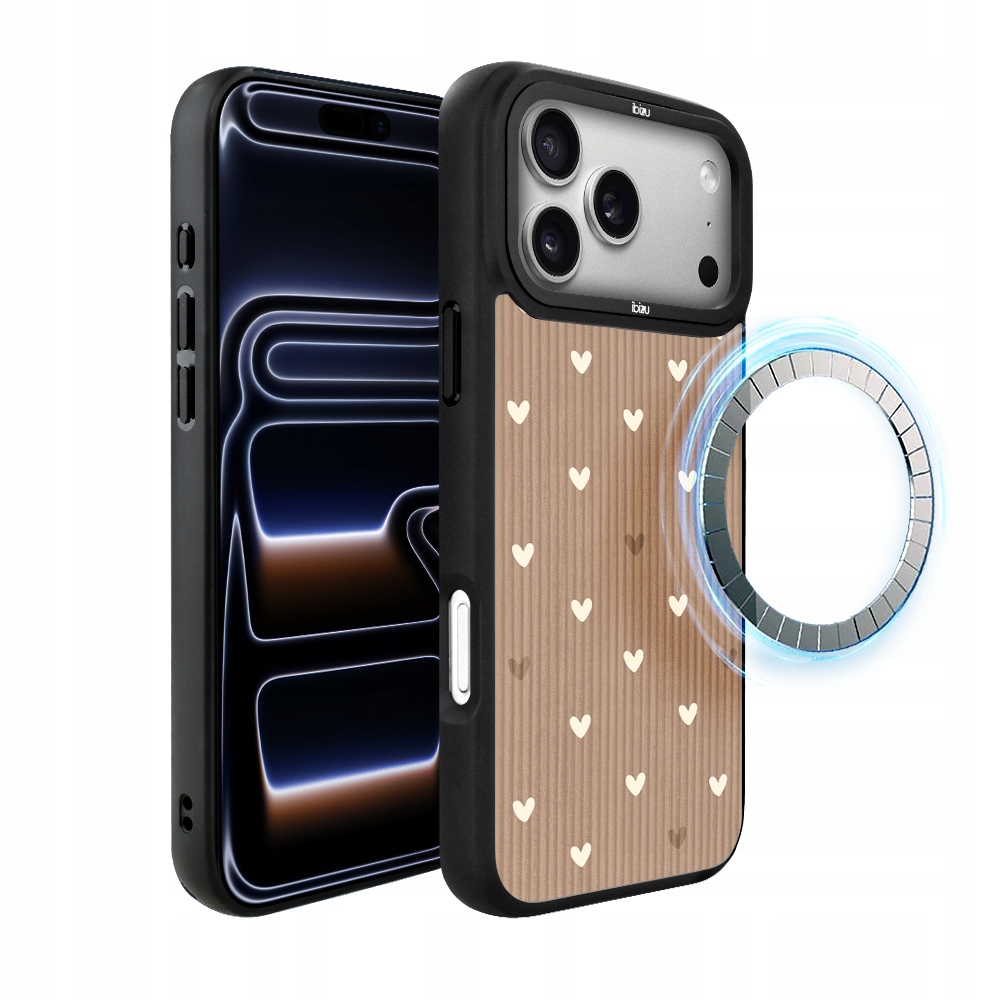 Pouzdro pro iPhone 17 Pro Ibizu DropGuard Matt s MagSafe, Boho, Pudrová srdíčka