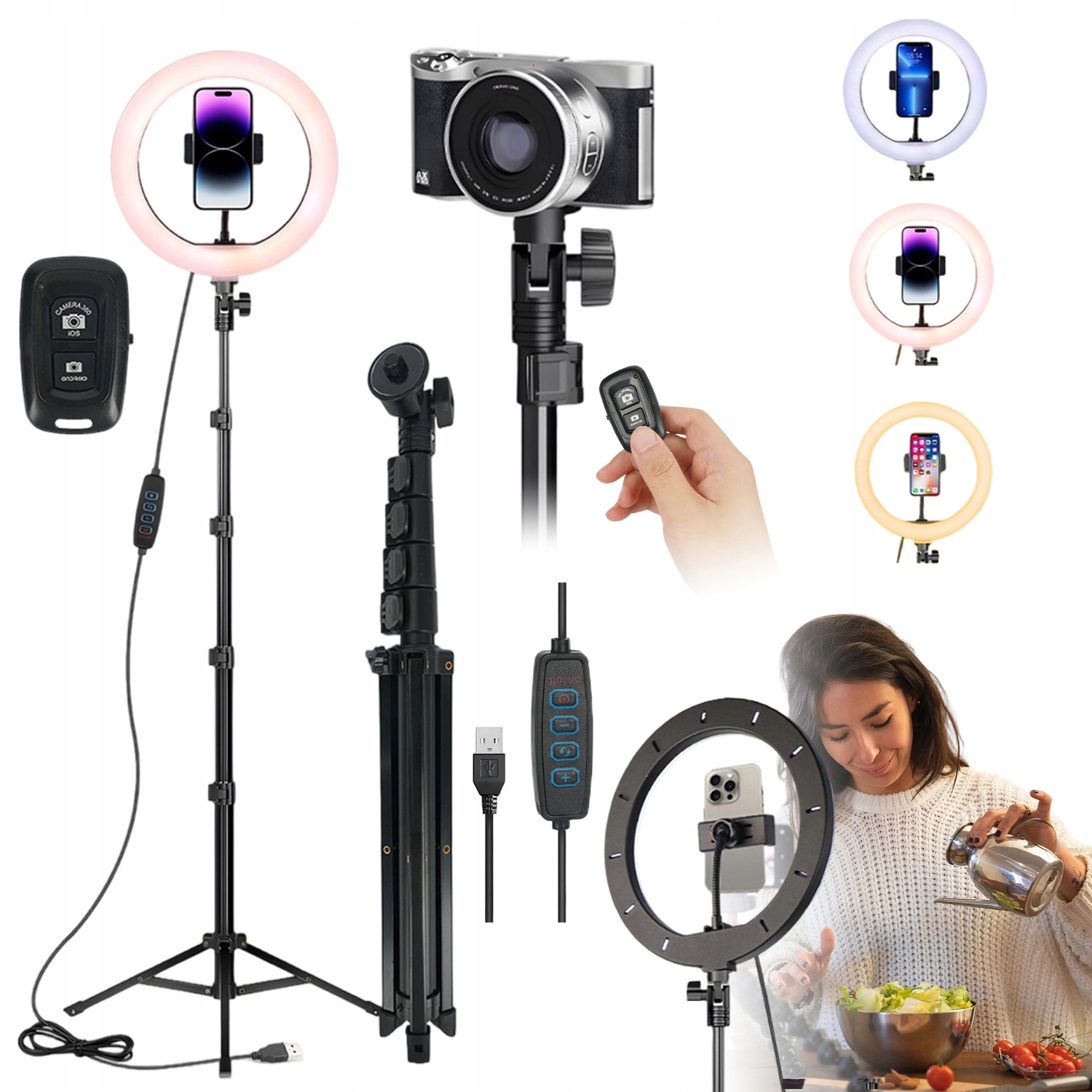 Stativ Pro Led Kroužkovou Lampu Pro Fotografování, 3 Teploty Barev