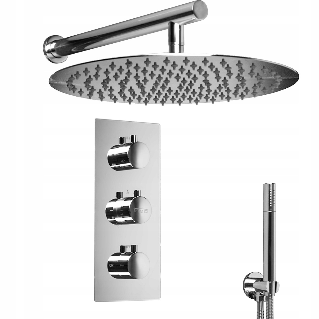 Podomietkový set s okrúhlym termostatom a dažďovou sprchou