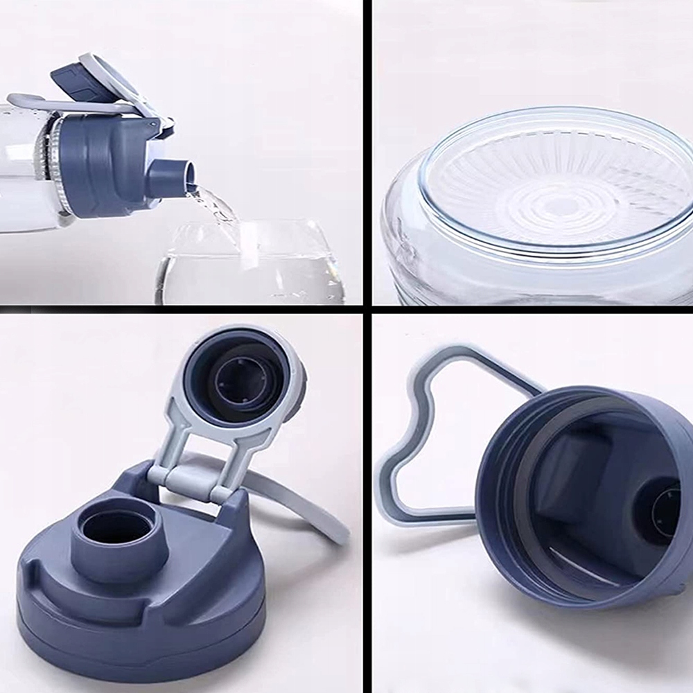 BIDON DUŻA NA WODĘ BUTELKA SIŁOWNIA 1.5L PRZENOŚNY Kolor dominujący odcienie niebieskiego