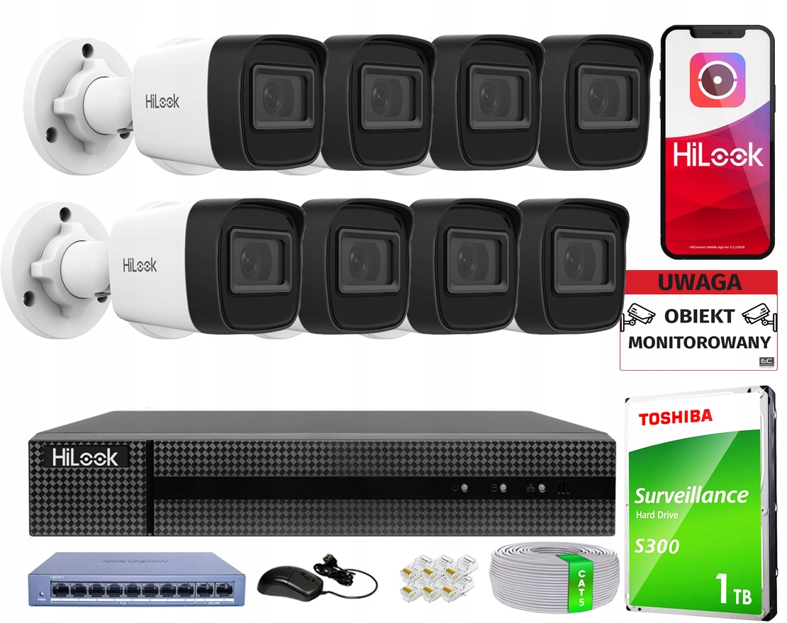 Sada na monitorovanie Ip 6 kamier Full Hd Externé R20m Na krútenú dvojlinku