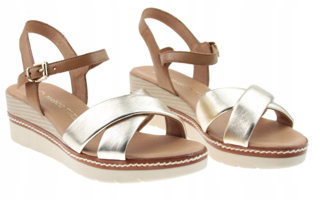 SANDAŁY MARCO TOZZI 28722 ZŁOTE SKÓRZANE KOMFORT R. 41 Model 28722