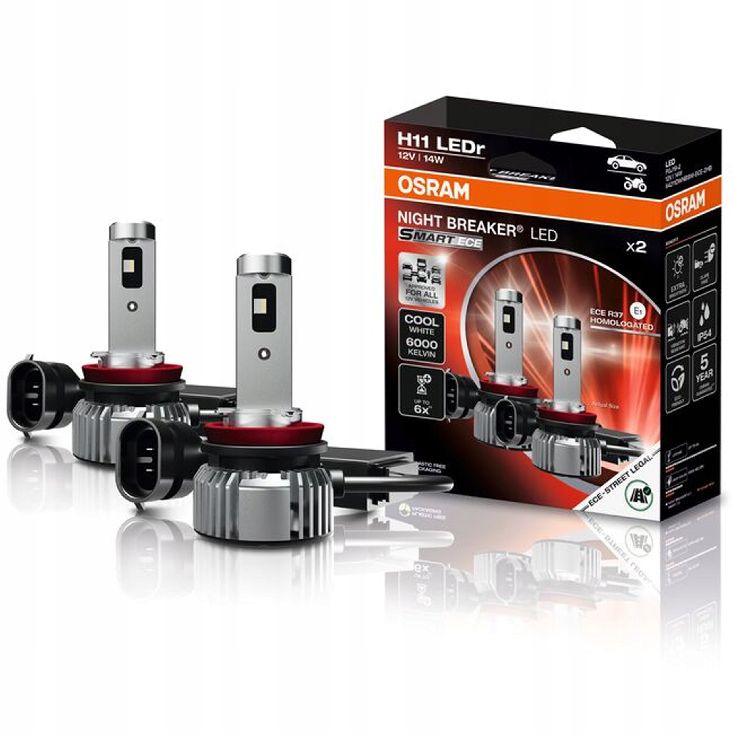 Osram žiarovky H11 Night Breaker Led Smart Ece s homologáciou v Poľsku