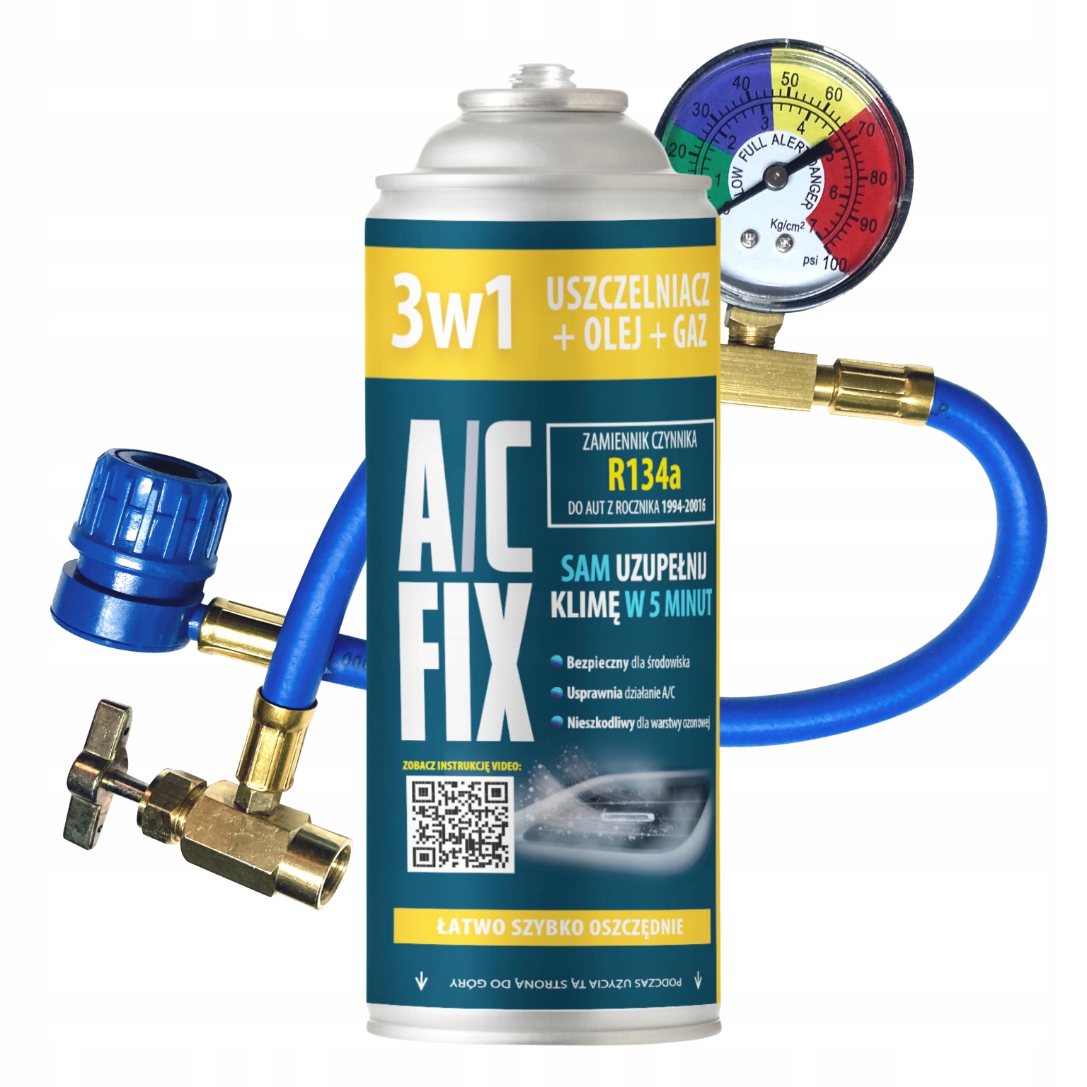 Zestaw 3w1 Olej Uszczelniacz Gaz R134a i Przewód