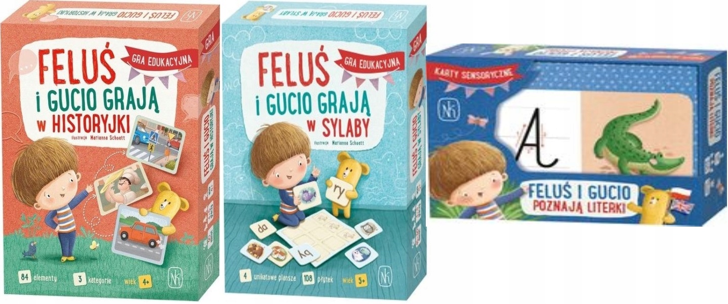 Feluś i Gucio poznają literki grają w sylaby w historyjki