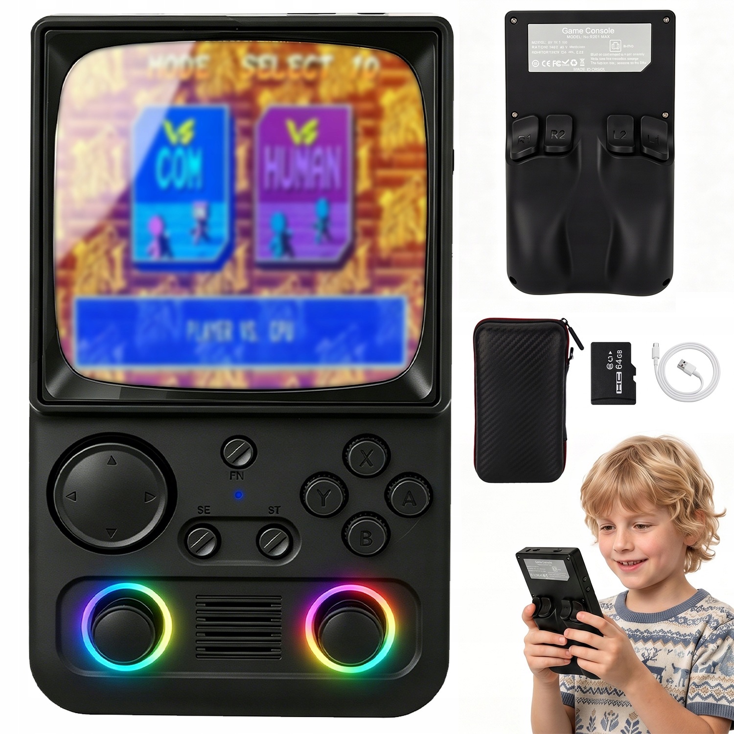 Konsola Retro Przenośna R36TMAX Ekran Ips 4 Cale 64GB Rgb Dla Dzieci