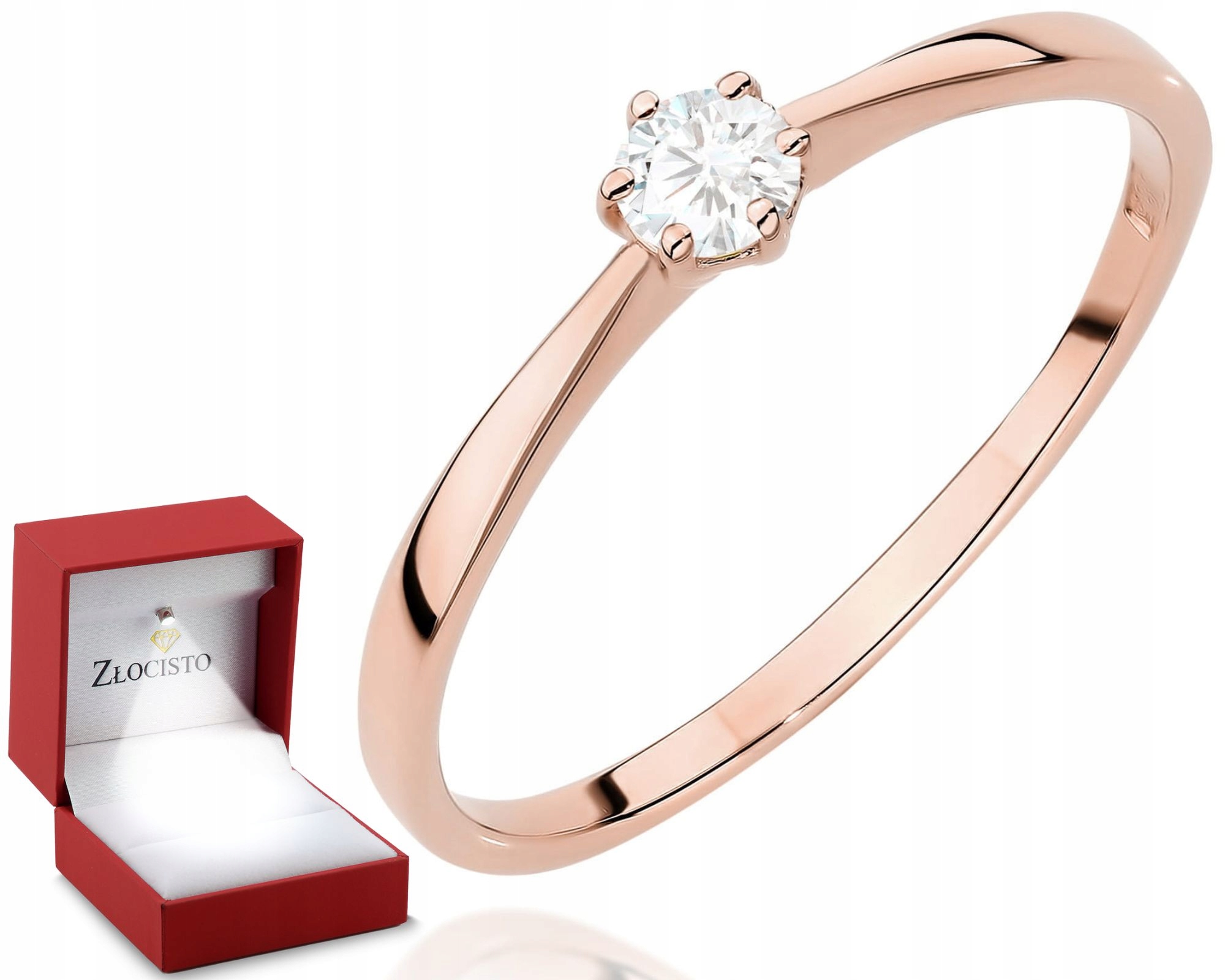 Růžový Zlatý Prstýnek S Diamantem Klasický Ryzost 585 14K Dárek Gravírování