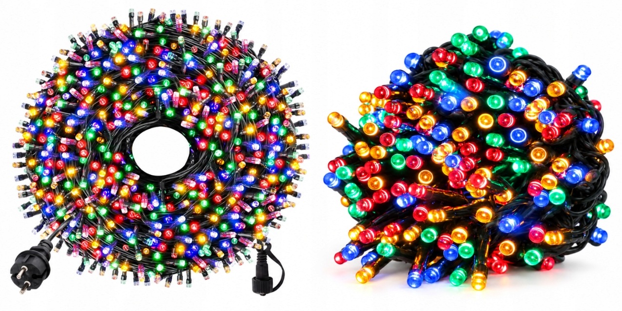 Vánoční osvětlení na stromeček 500 Led venkovní multicolor Flash silný kabel