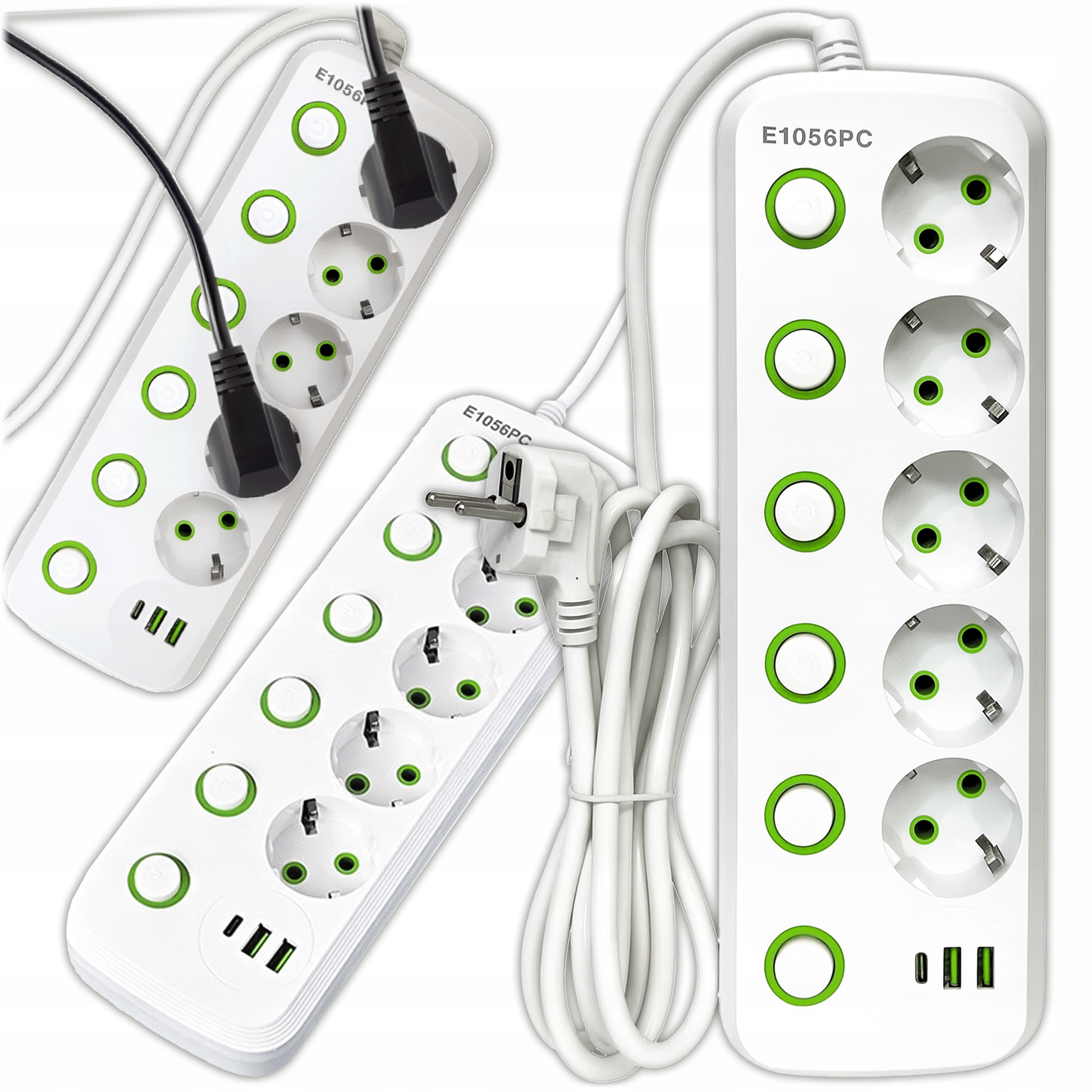 PRZEDŁUŻACZ LISTWA ZASILAJĄCA ŁADOWARKA 5 GNIADZEK 2x USB 1x USB C 1,9m