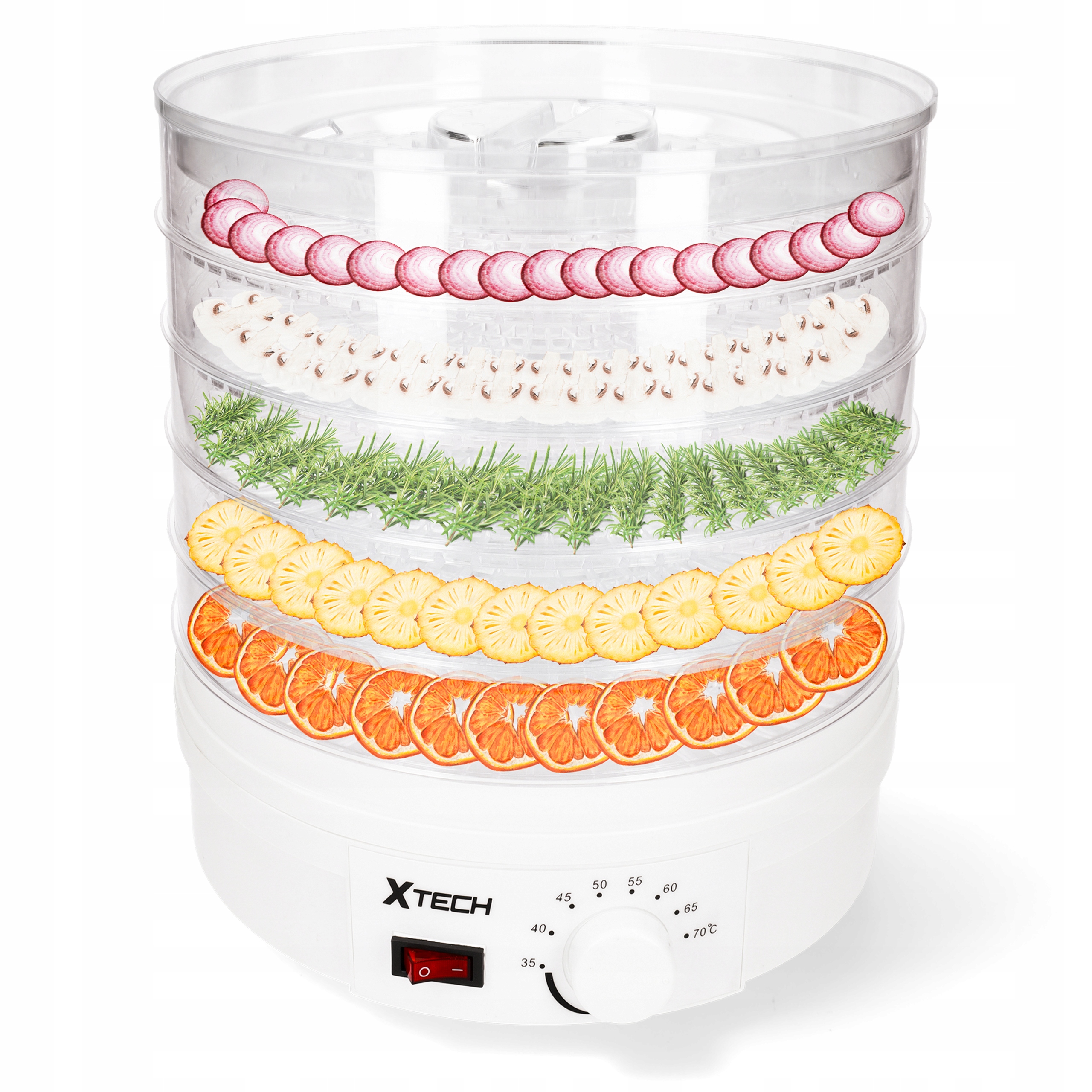 SUSZARKA SPOŻYWCZA DO GRZYBÓW OWOCÓW WARZYW ZIÓŁ ŻYWNOŚCI 600W 5 POZIOMÓW Marka Xtech