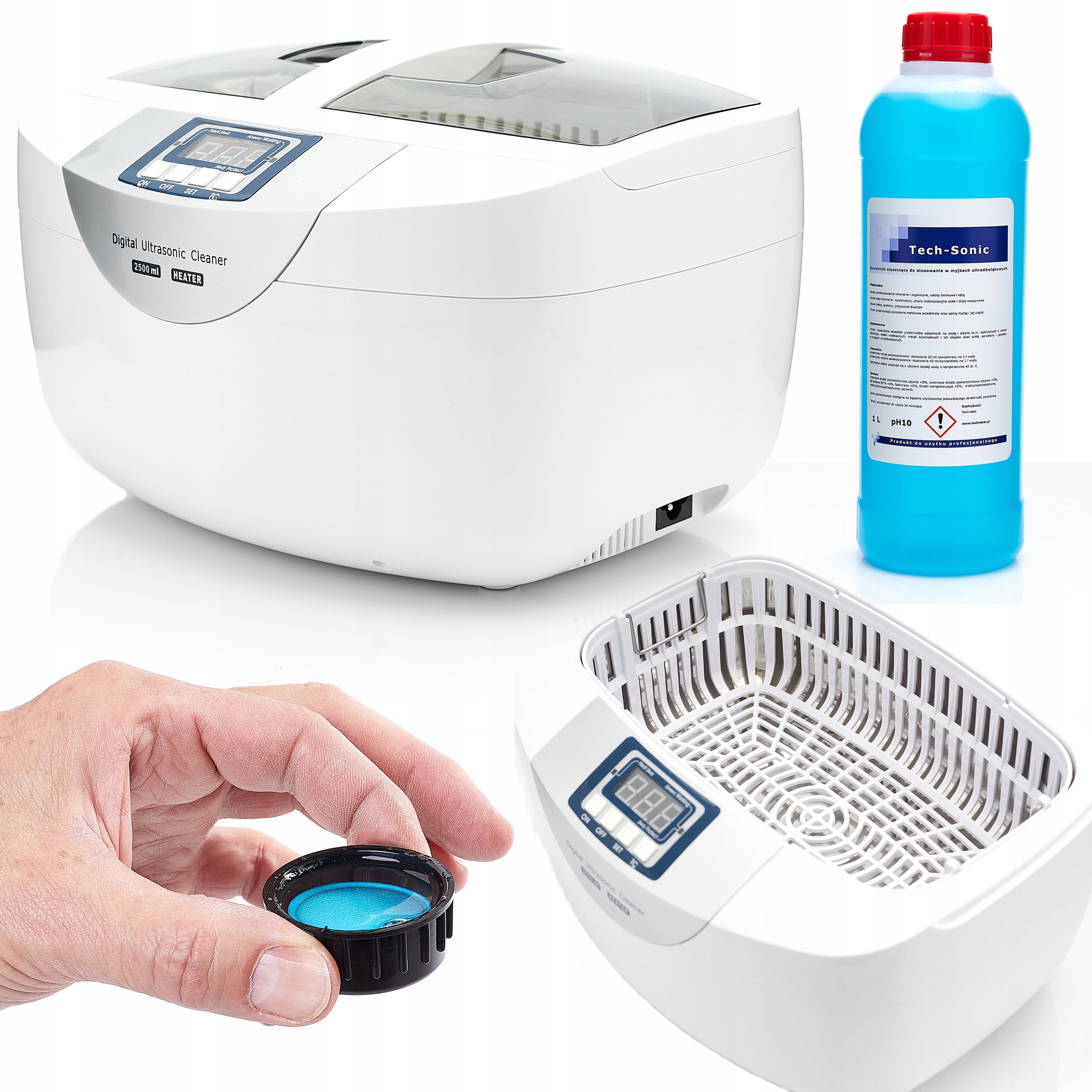 MYJKA ULTRADŹWIĘKOWA DO ZEGARKÓW FREZÓW GETI POJ. 2,5L + 1L PŁYN KONCENTRAT