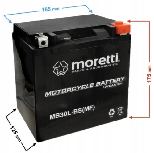 Akumulator AGM MB30L-BS 12V 30Ah Moretti Arctic Cat Harley Davidson Polaris Numer katalogowy części AB0040B