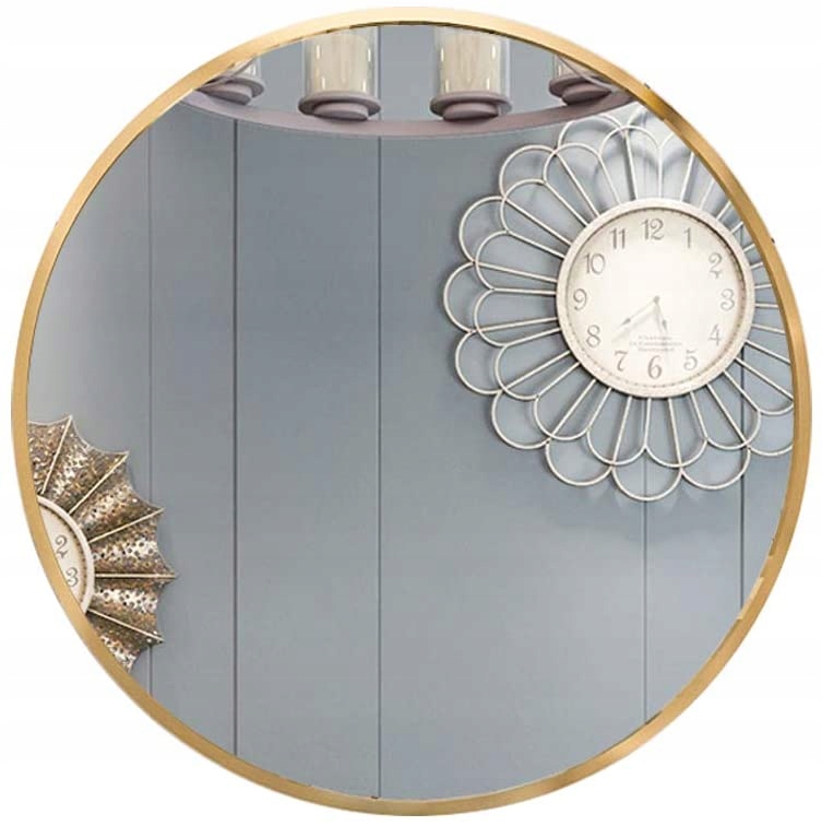 

Lustro Okrągłe Ścienne Loft w Złotej Ramie 90cm