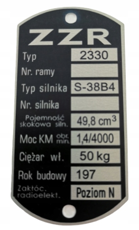 

Tabliczka Znamionowa Komar Zzr 2330 /wzór org/