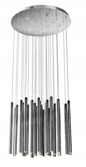 Duża lampa wisząca ściemnialna Led kolor chrom, klosze 45cm rurki Maxlight