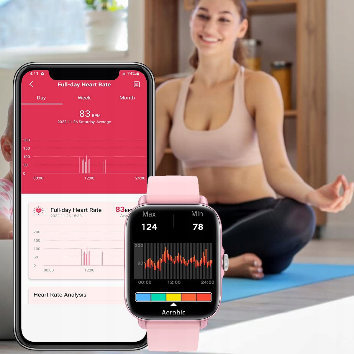ZEGAREK SMARTWATCH DAMSKI MONITOROWANIE SNU PL Lokalizator GPS tak
