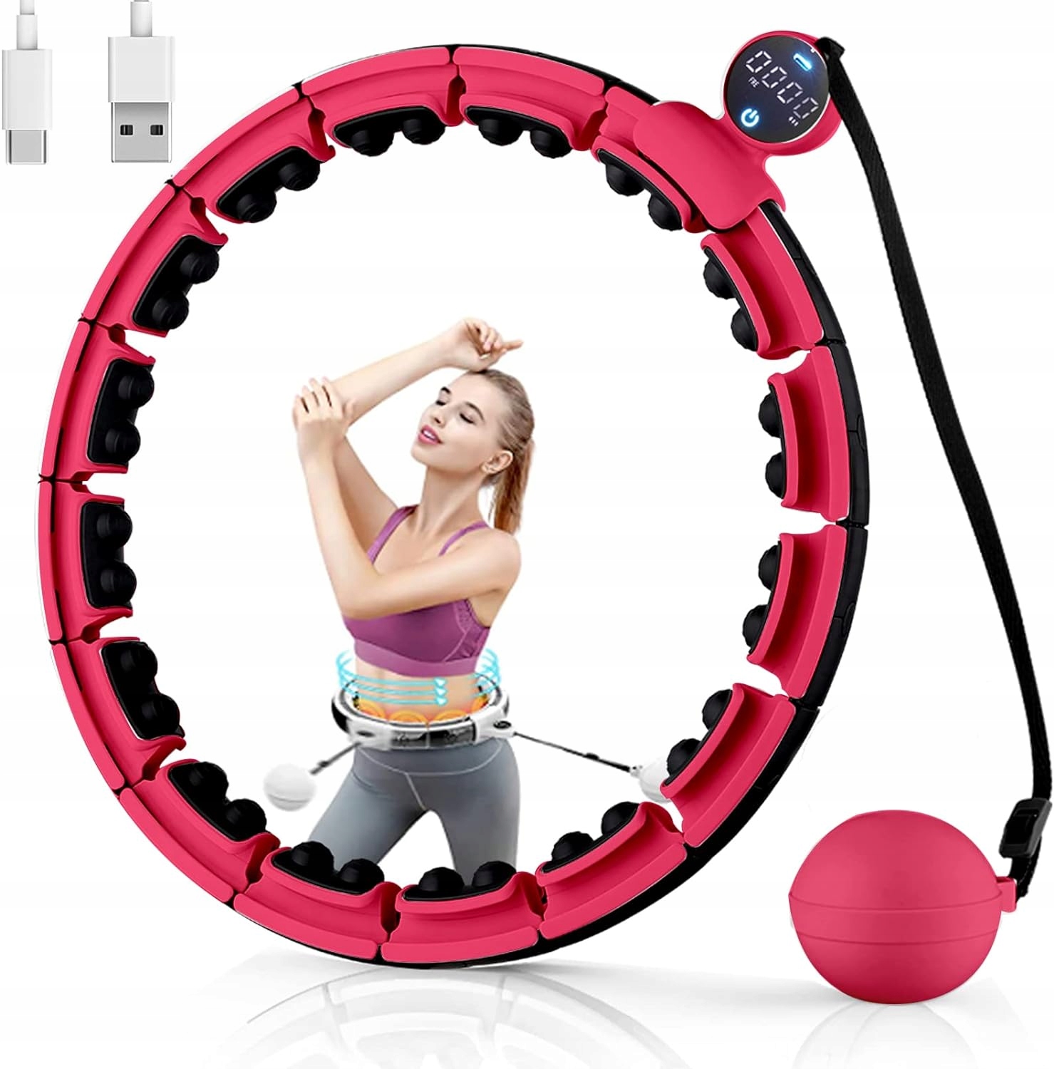 Smart Fitness Hula Hoop Pro Cvičení 16 Vyměnitelných Částí Usb Nabíjení