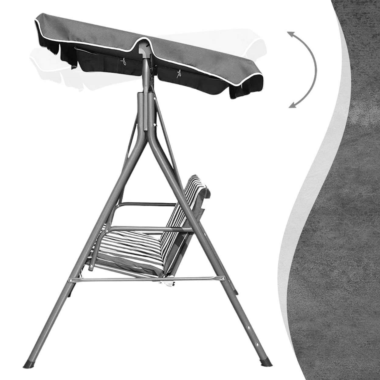 DASZEK na huśtawkę ogrodową DACH 164 x 114 cm ANTRACYT MOCNY WYTRZYMAŁY Szerokość siedziska 112 cm