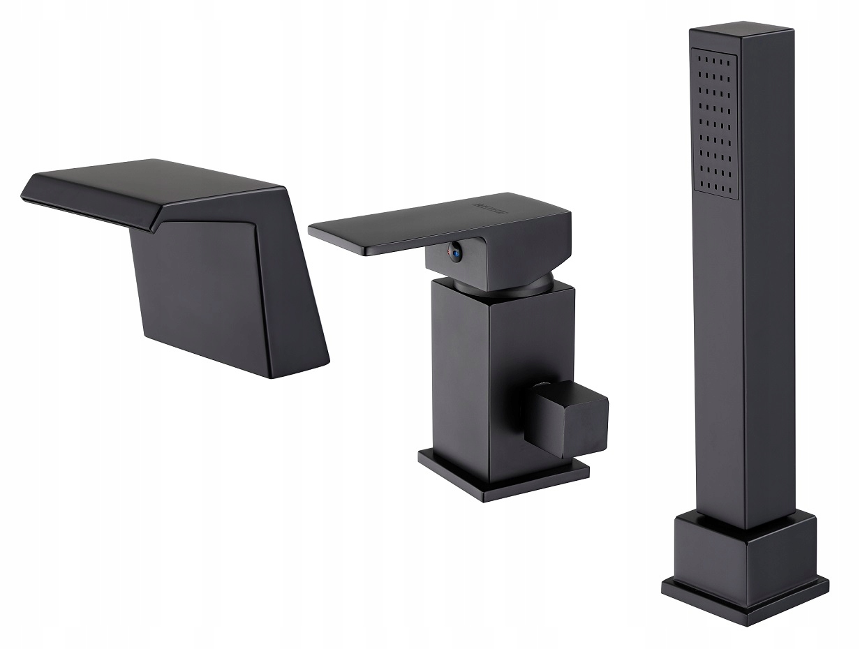 

Bateria na/wannowa Black stojąca 3 otworowa Czarna