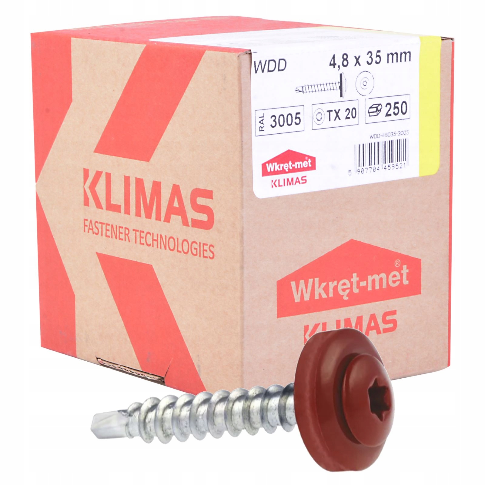 Farmářské Vruty Do Dřeva Torx 4,8 x 35 Ral 3005 250 Ks Wdd Klimas