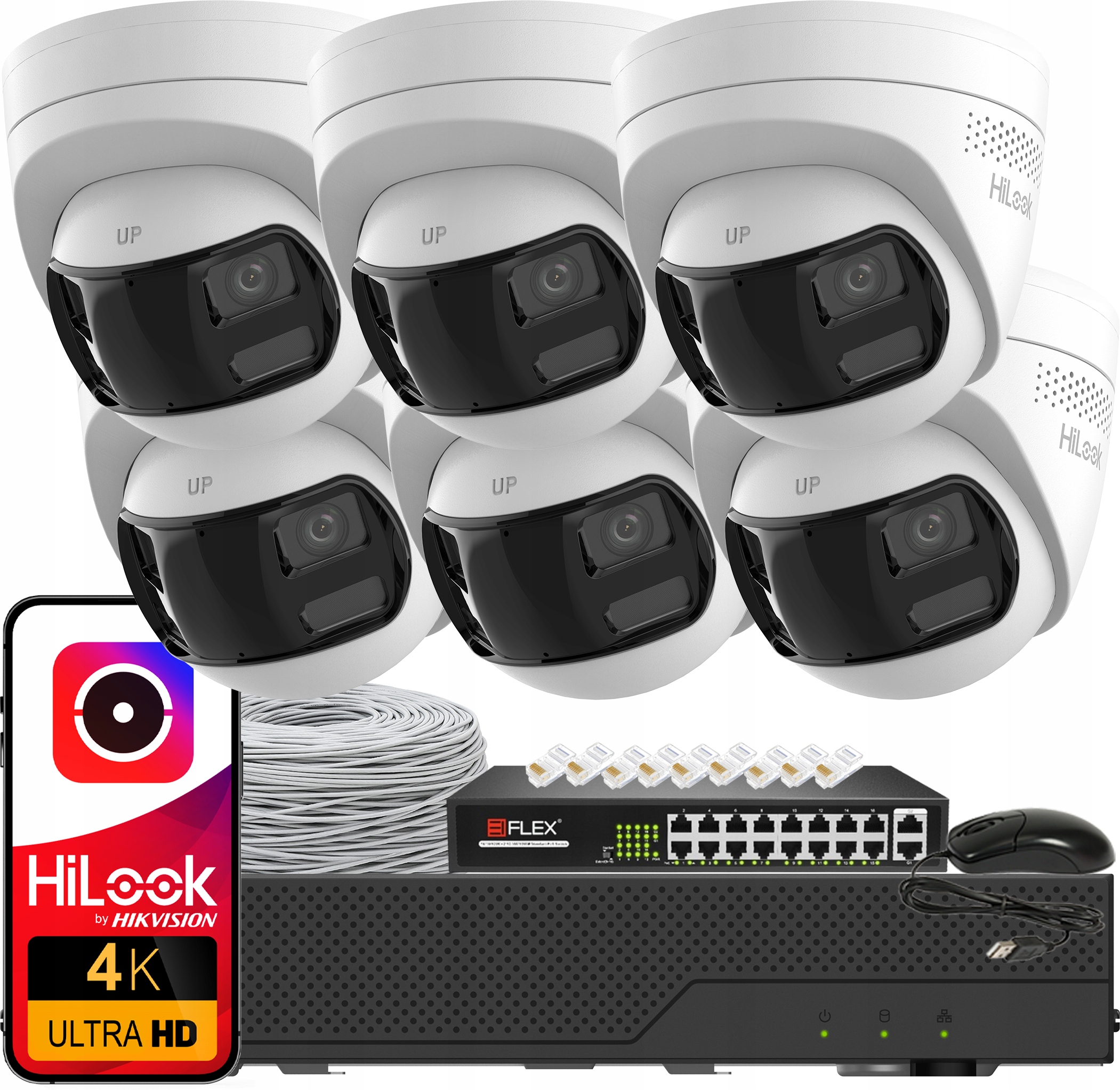 Sada Na Monitorovanie 6 Panoramatických Kamier Hilook By Hikvision 8MP 4K Poe