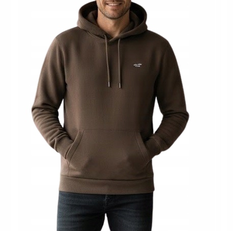 mikina s kapucí Abercrombie Hollister L klokanka hnědá