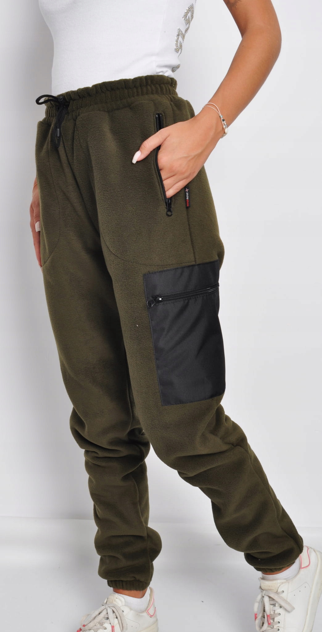 DAMSKIE SPODNIE POLAROWE CIEPLUTKIE CIEMNO ZIELONE S Rozmiar S