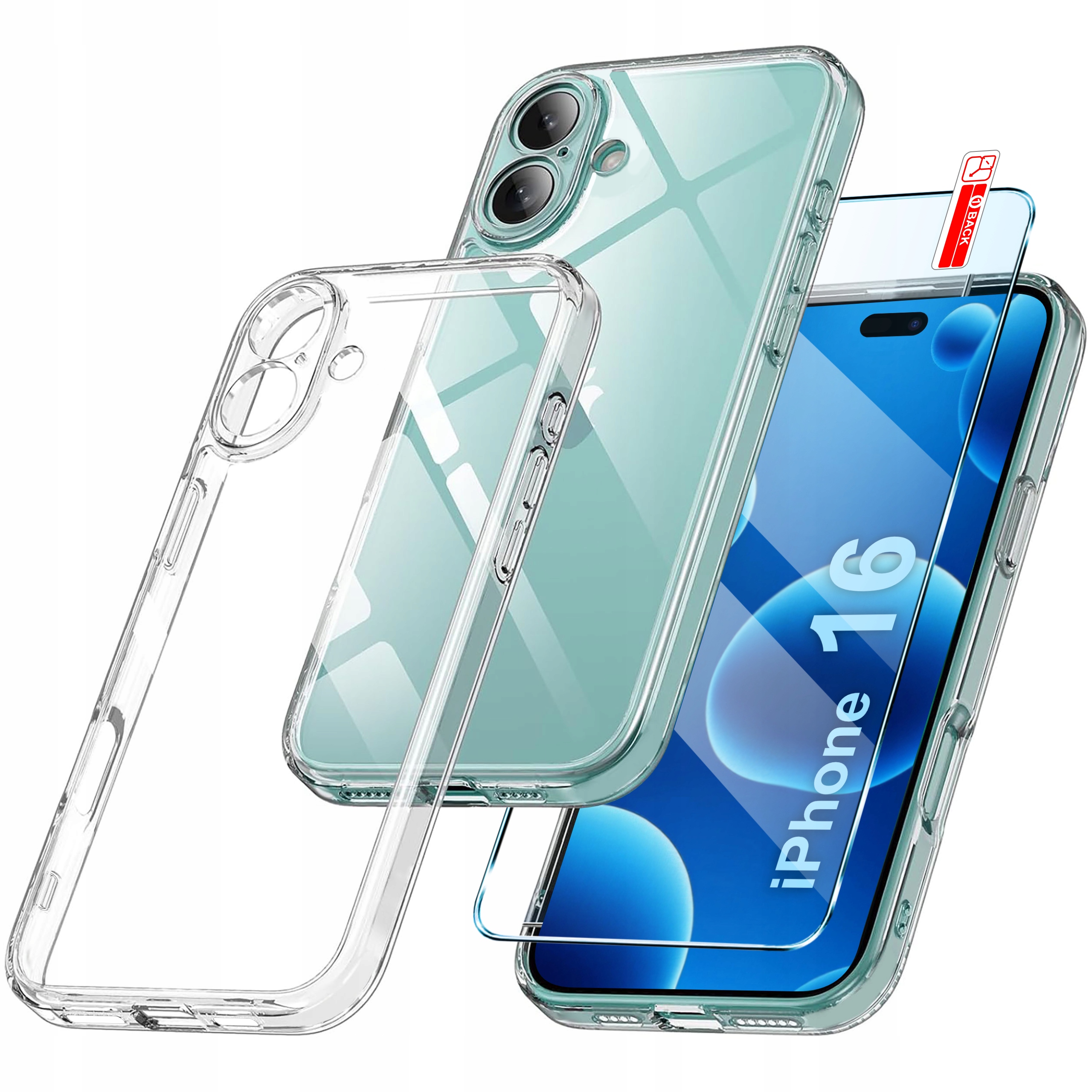 Etui do iPhone 16 Wzmacniane Clear Case Przezroczyste 2MM Szkło 9H