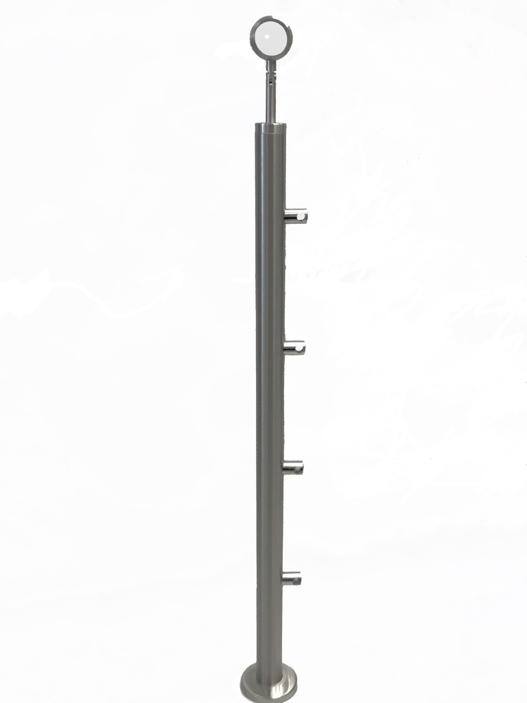 SŁUPEK PRZELOTOWY OCZKO 42,4x960, 4 UCHWYTY RURKI NIERDZEWNY