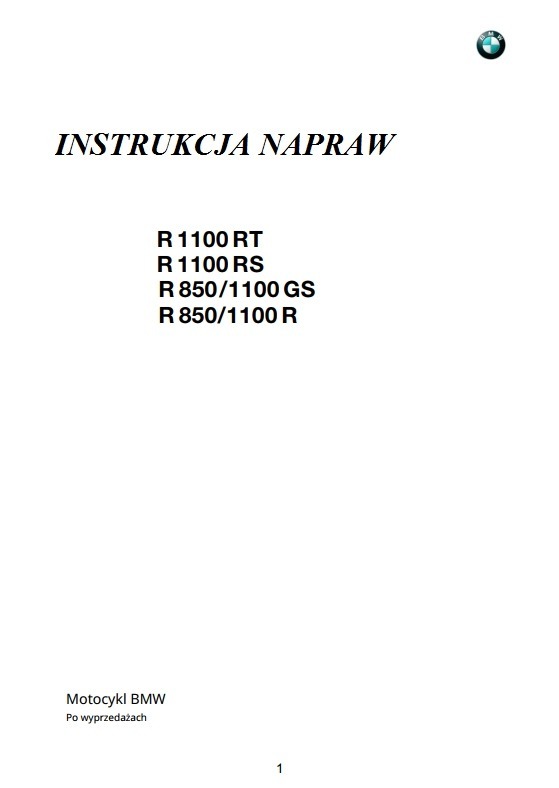 Instrukcja NAPRAW BMW R 1100 RT, R 1100 RS, R 850/1100 GS, R 850/1100 R PL