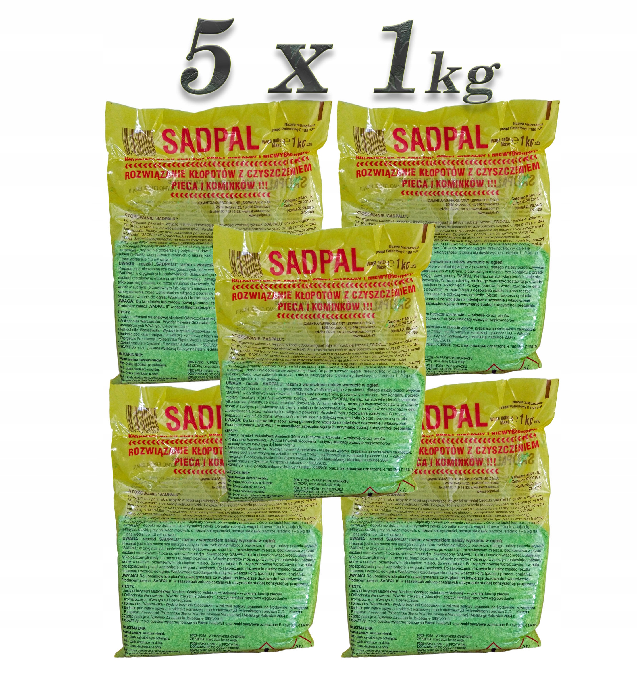 Katalizator do spalania sadzy SADPAL do pieców i kominków 5x1kg