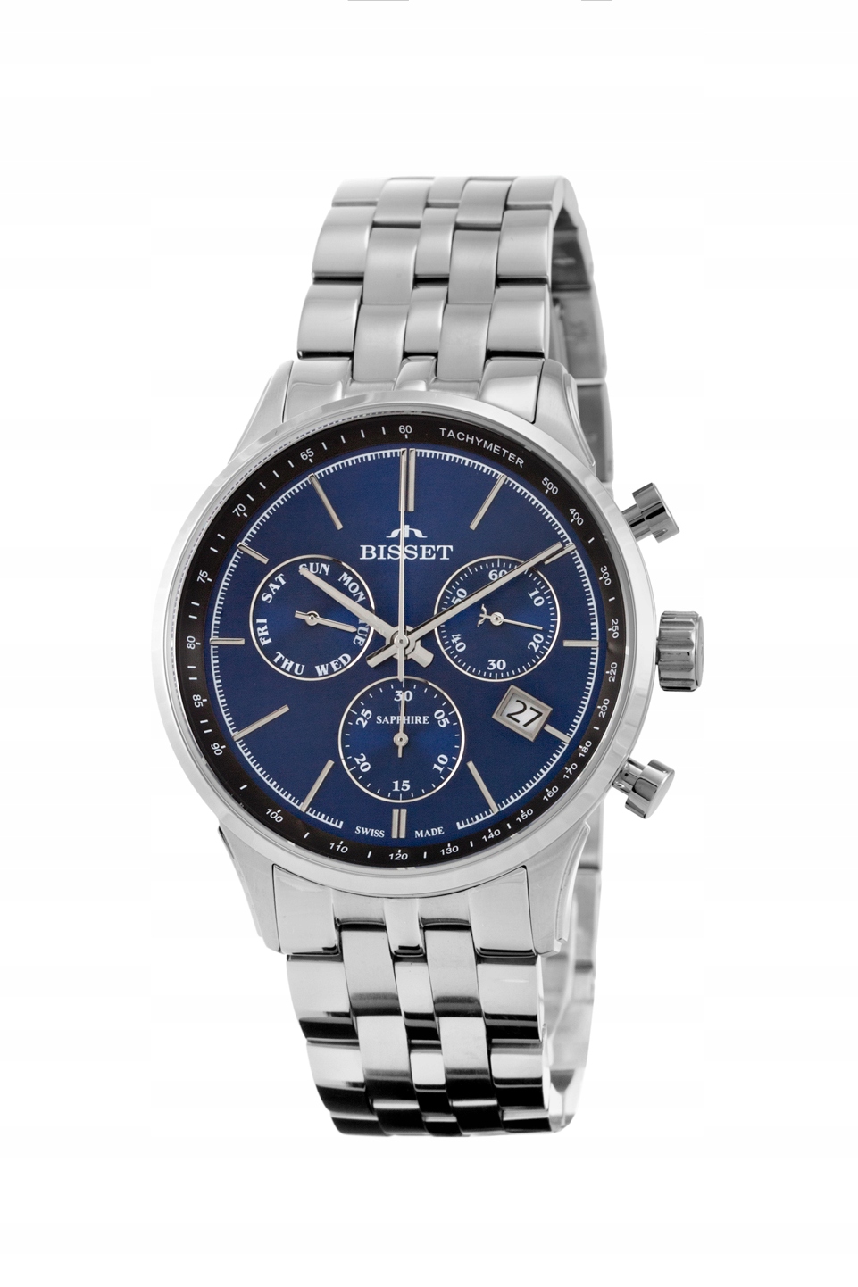 Švýcarské nové Pánské hodinky Bisset BIS165 na náramku Gravírování
