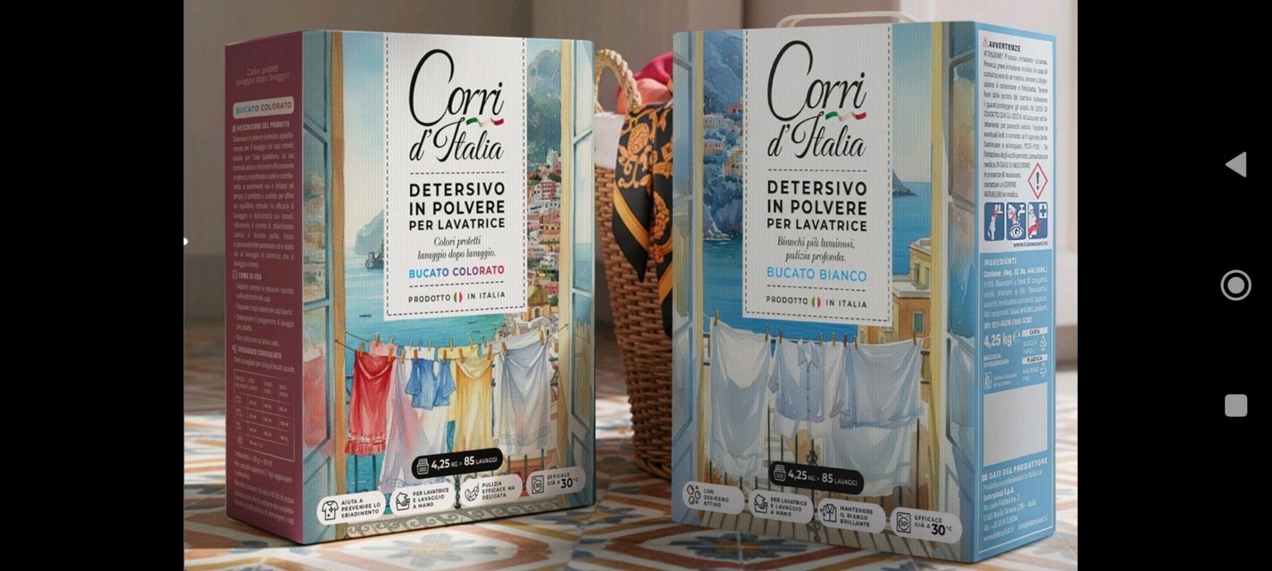 Levně Sada 2 prášků Corri dItalia 2x 4,25 kg 85 85 praní, ochrana barev od 30 °C