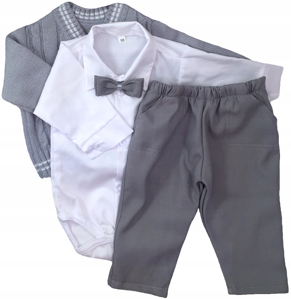 

Komplet wizytowy zestaw Chrzest 92 cm 18m sweterek