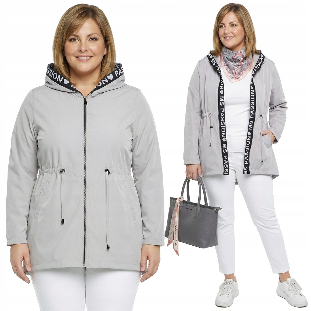 Světle šedá bunda plus size velikost 50