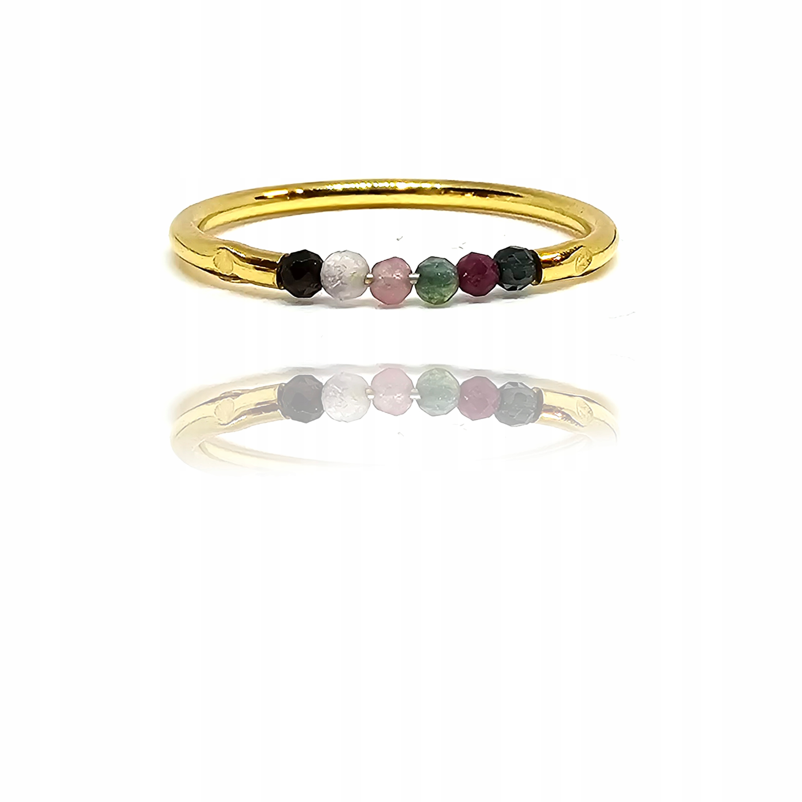 Zlatý prstýnek s přírodními turmalíny ve všech odstínech 585