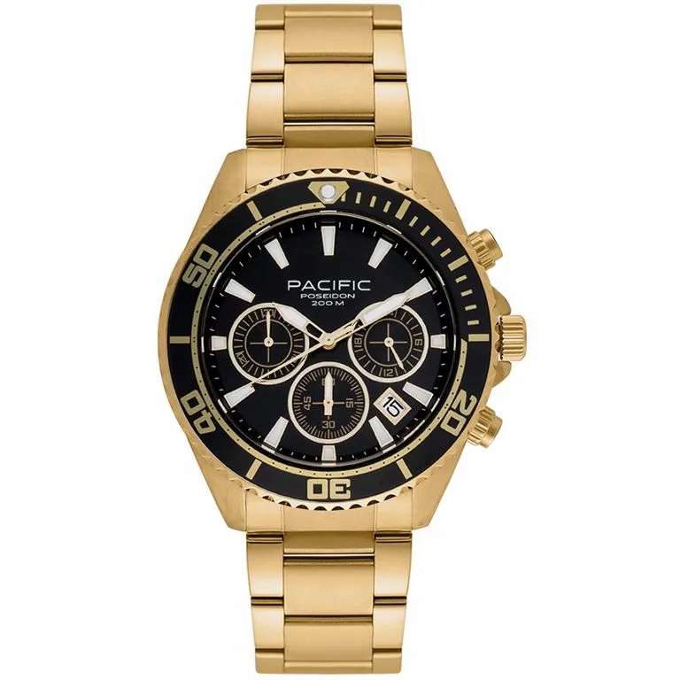 Pacific Poseidon SMPB-2004-04 zlaté pánské hodinky na náramku chronograf