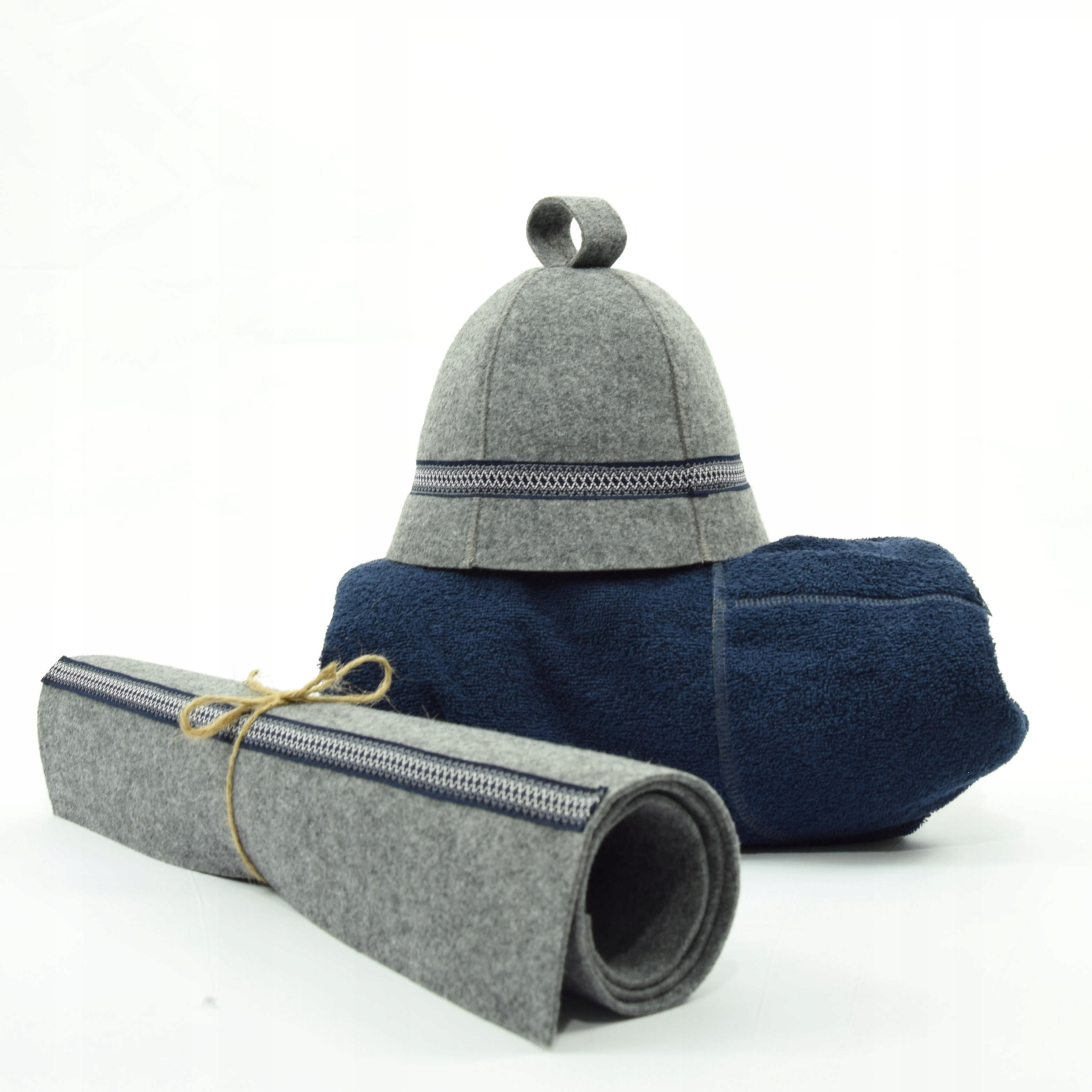 Čepice do sauny Filcová Ručník Podložka Set pánská 3 díly XXL