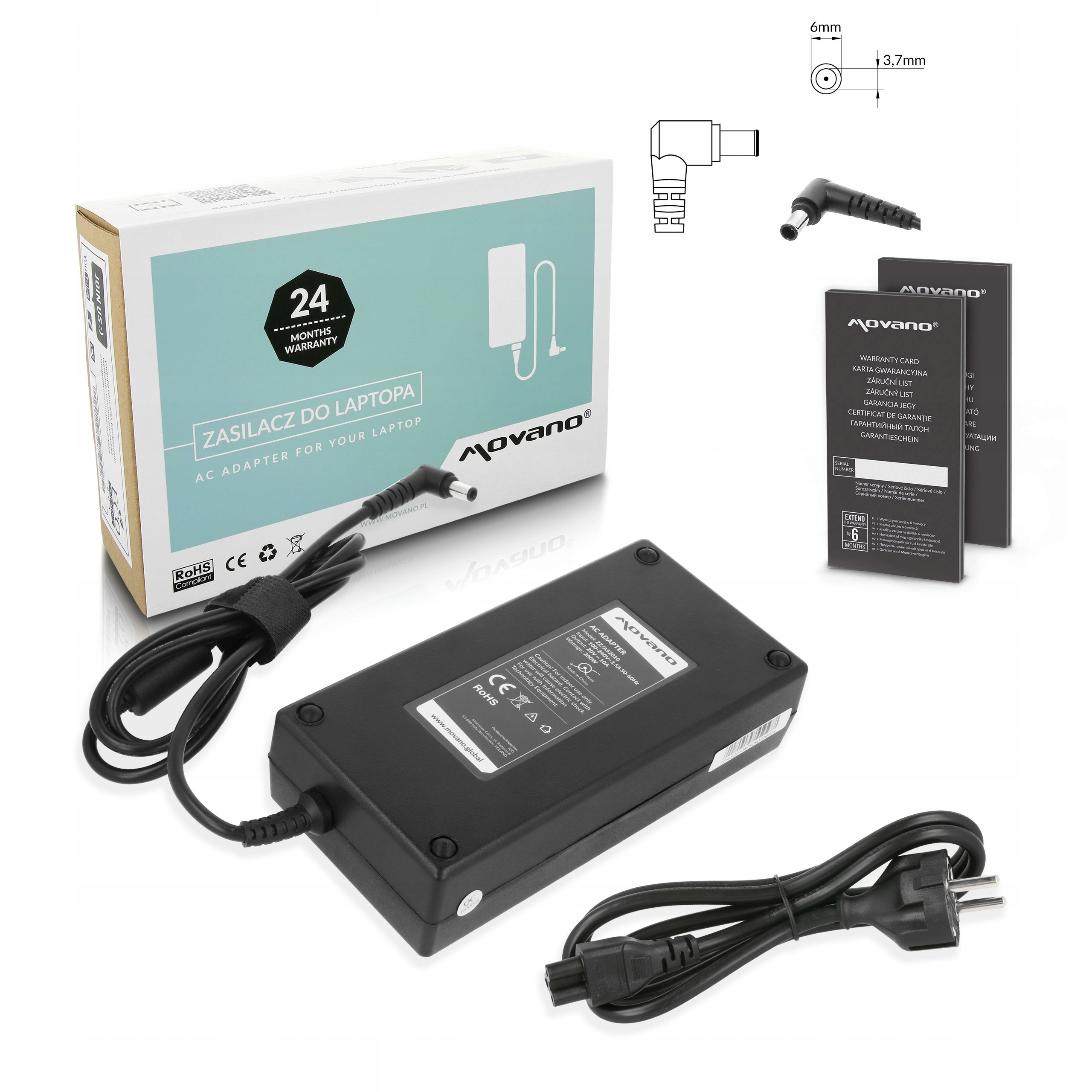 Zasilacz ładowarka 20V 10A 200W do Asus kabel zasilający