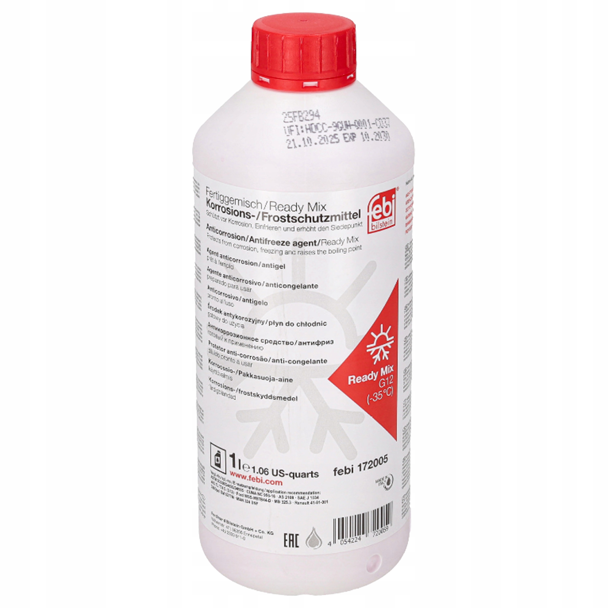 Płyn chłodniczy G12 -35°C 1L Czerwony Gotowy Febi Bilstein 172005