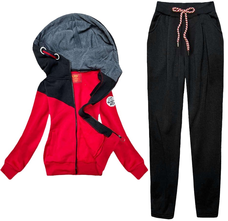 Tepláková Souprava Kapuce AMG690 Červená/černá XL (42)