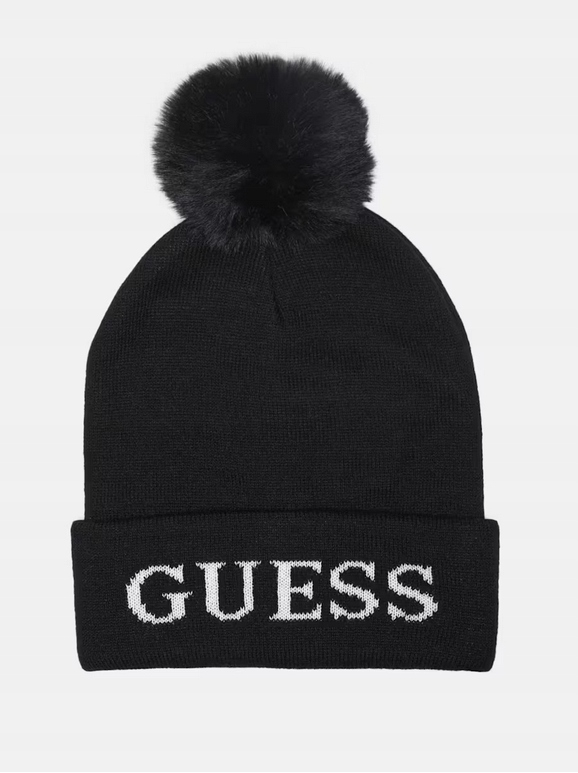 Guess dámská čepice Logo Pom černá