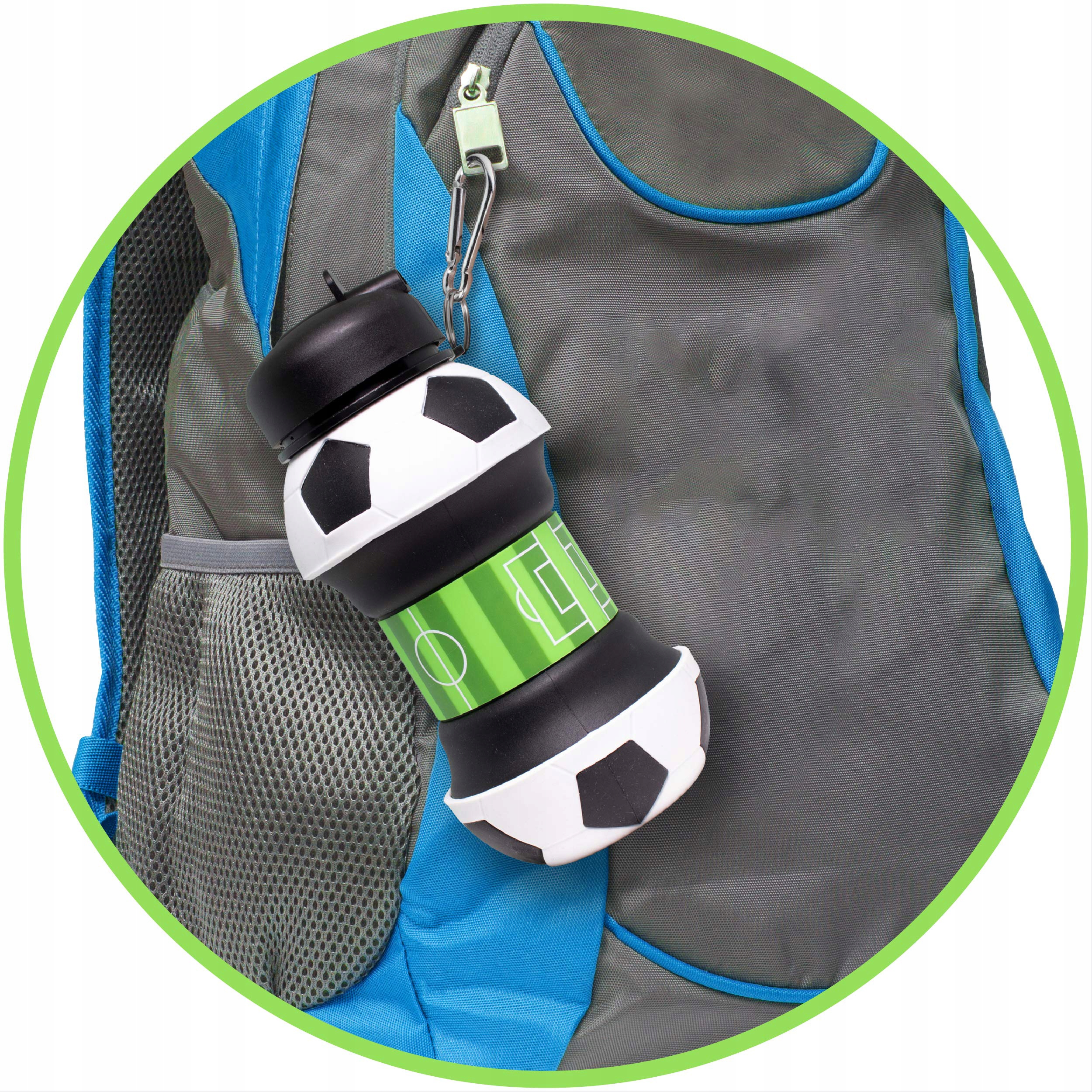 Bidon Piłkarski Butelka Na Wodę Z Ustnikiem Składana Piłka 550 ml Model BIDON PIŁKARSKI SKŁADANY BUTELKA NA WODĘ PIŁKA